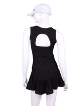 Load image into Gallery viewer, The Sandra Mee Dress offers a playful, fun, and very flirty look. Our dress is fitted, and flares out at the skirt with cute cut out &#39;&#39;O&#39;&#39; in the back. It is perfect for tennis, running and golf (with our Leg Lengthening Leggings), and of course, a trip to your after-court party with your friends. It was designed for confident women like you!
