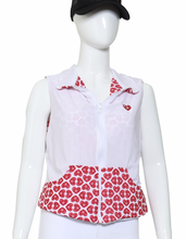 Load image into Gallery viewer, N/E/S/W Raspberry Red Hearts On White + White Reversible Vest
