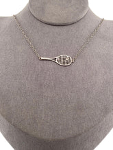 Load image into Gallery viewer, This gorgeous piece has an Italian Rolo chain, with solid gold racket and a brilliant diamond representing the tennis ball.
