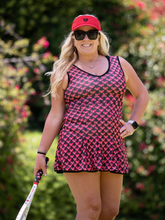 Load image into Gallery viewer, The Angelina Dress is from our sophisticated and elegant collections, for women with a flair for looking good. Our dress is fitted through the bodice, and flares out at the skirt. It is perfect for tennis, running and golf, and of course, a trip to your after-court party with your friends. It was designed for confident women like you! 
