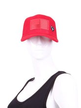 Load image into Gallery viewer, The Red USA Tennis Hat is a sporty accessory designed for tennis enthusiasts and fans of the sport. It is typically made from lightweight and breathable materials to ensure comfort during physical activities. The hat features a classic cap design with a curved brim that helps shield the wearer&#39;s face from the sun&#39;s rays.
