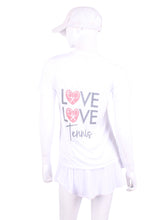 Load image into Gallery viewer, Super thin and soft V-Neck T-shirt with Love Love Tennis Print on both front and back. 
