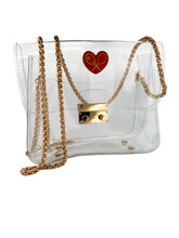 Load image into Gallery viewer, Wide Clear Handbag With Love Heart.  Elegant and lightweight clear handbag. Perfect for going out and it comes with a gift! Choose between a super cute Love Keyring or our elegant net measure.
