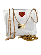 Load image into Gallery viewer, Wide Clear Handbag With Love Heart.  Elegant and lightweight clear handbag. Perfect for going out and it comes with a gift! Choose between a super cute Love Keyring or our elegant net measure.
