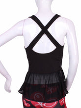 Load image into Gallery viewer, An elegant tennis ruffle top - silky soft - light - and quick-drying breathable fabric.   Scoop neckline front and crossed back with two-needle cover stitch at each seam.   Smooth binding finishes the edges with class.  The most comfortable and feminine tennis top.  These pieces run small for a more petite woman - under 5’8” - for the medium max 34 D
