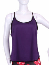 Load image into Gallery viewer, A cool and flowy Baggy Tank tennis top for ultimate comfort.  A deep scoop neckline front and strappy high back with two-needle cover stitch at each seam.   Smooth black binding finishes the edges.
