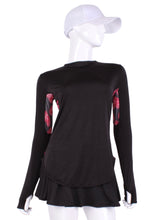 Load image into Gallery viewer, The most coverage of all my tops - with the Long Sleeve Crew Tee you can cover your chest AND your arms and back of hands thanks to the thumb hole.  However - you still stay cool!
