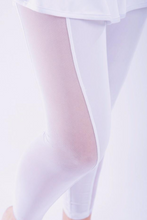 Load image into Gallery viewer, Brushed White with White Mesh Trim Lengthening Leggings - I LOVE MY DOUBLES PARTNER!!!
