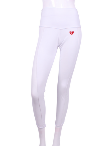 Brushed White with White Mesh Trim Lengthening Leggings - I LOVE MY DOUBLES PARTNER!!!