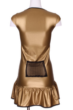Load image into Gallery viewer, Gold Pleather Monroe Tennis Dress - I LOVE MY DOUBLES PARTNER!!!
