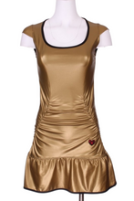 Load image into Gallery viewer, Gold Pleather Monroe Tennis Dress - I LOVE MY DOUBLES PARTNER!!!
