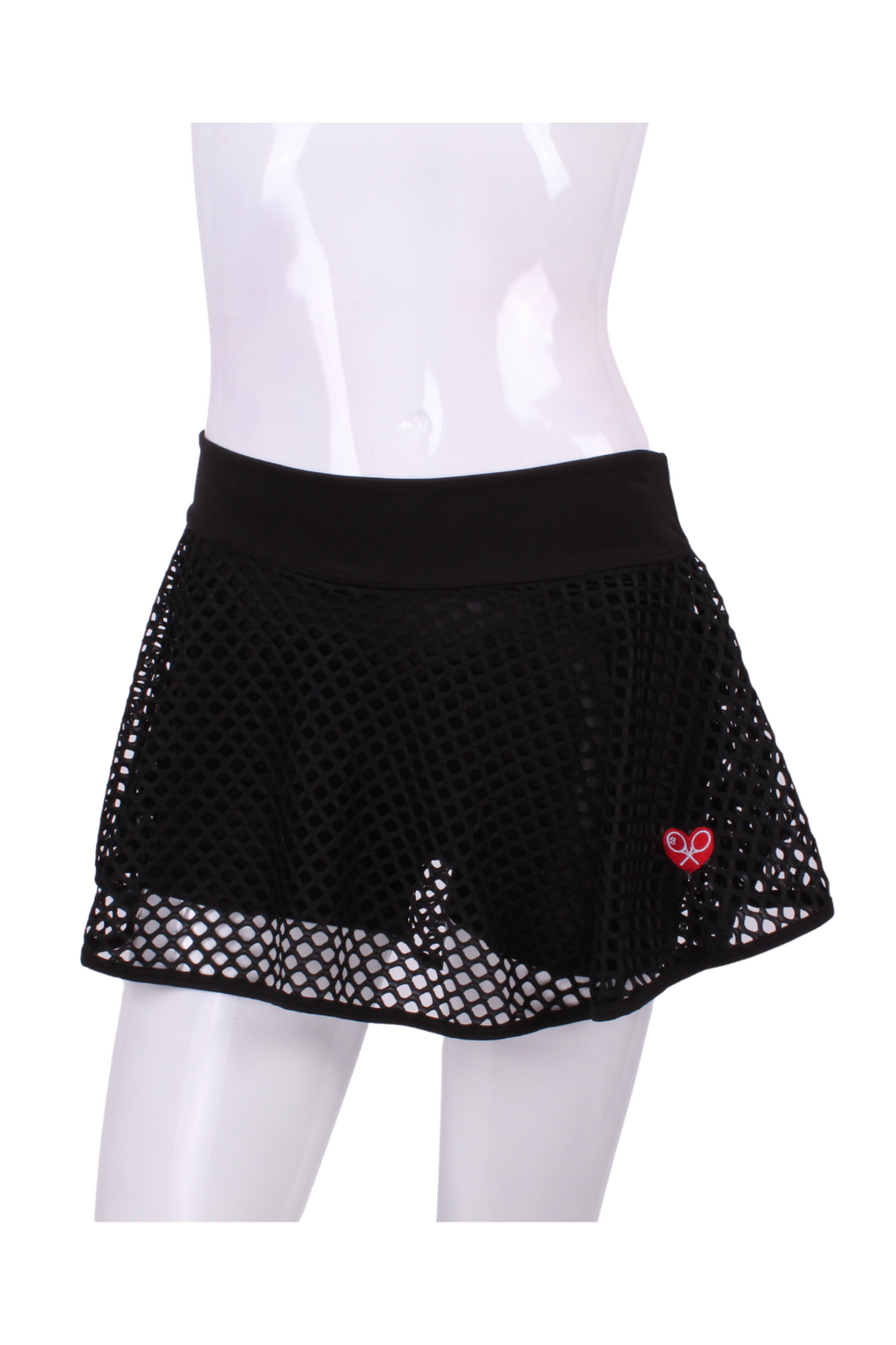 Fishnet Longer Shorties Black Love O Tennis Skirt - I LOVE MY DOUBLES PARTNER!!!