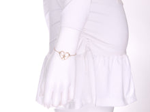 Load image into Gallery viewer, White Gold Heart + Rackets Bracelet - I LOVE MY DOUBLES PARTNER!!!
