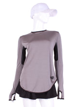 Load image into Gallery viewer, The most coverage of all my tops - with the Long Sleeve Crew Tee you can cover your chest AND your arms and back of hands thanks to the thumb hole.  This Top is Longer by 1&quot; for even more coverage!  However - you still stay cool!
