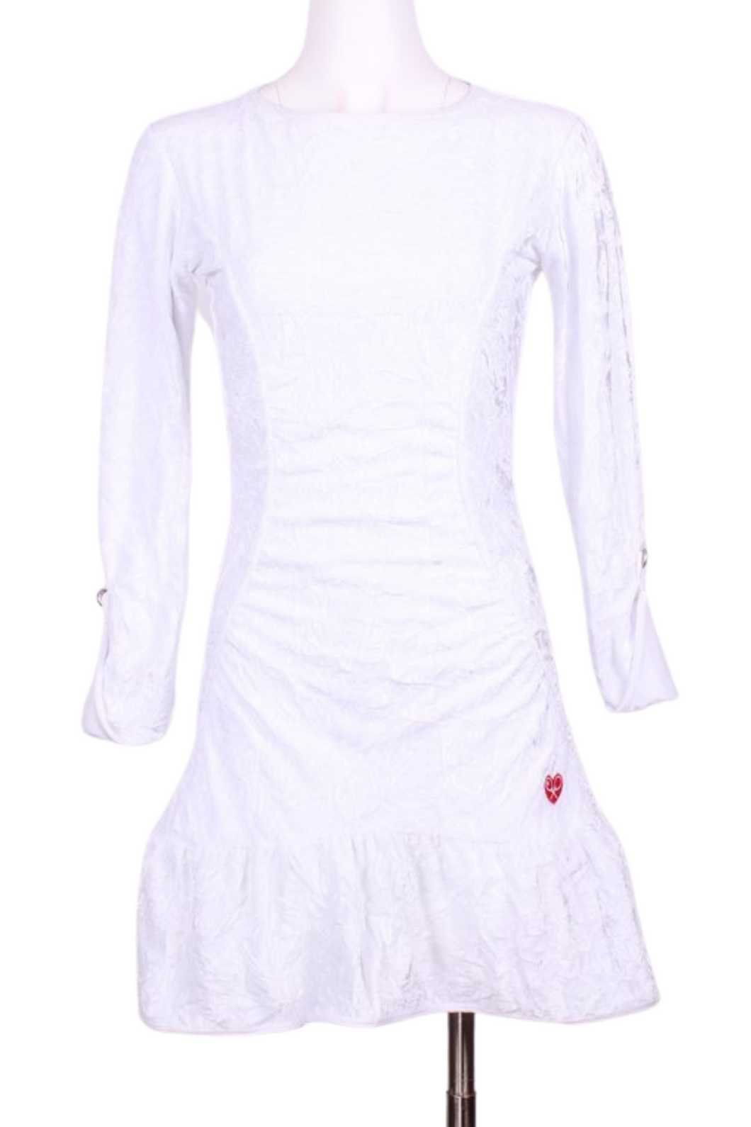 Long Sleeve Monroe Crushed White Velvet Tennis Dress - I LOVE MY DOUBLES PARTNER!!!