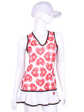 Load image into Gallery viewer, Vee Tank N/E/S/W Red Hearts Straight Back - I LOVE MY DOUBLES PARTNER!!!
