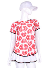 Load image into Gallery viewer, Tie Back Tee Short Sleeve North/South/East/West Heart - I LOVE MY DOUBLES PARTNER!!!
