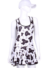 Load image into Gallery viewer, Tennis Dress Cow Print Black and White Court to Cocktails Tennis Dress Beverly Hills, CA 90210 Love Love Tennis Luxury Boutique and Pro Shop for Tennis Outfits for Women

