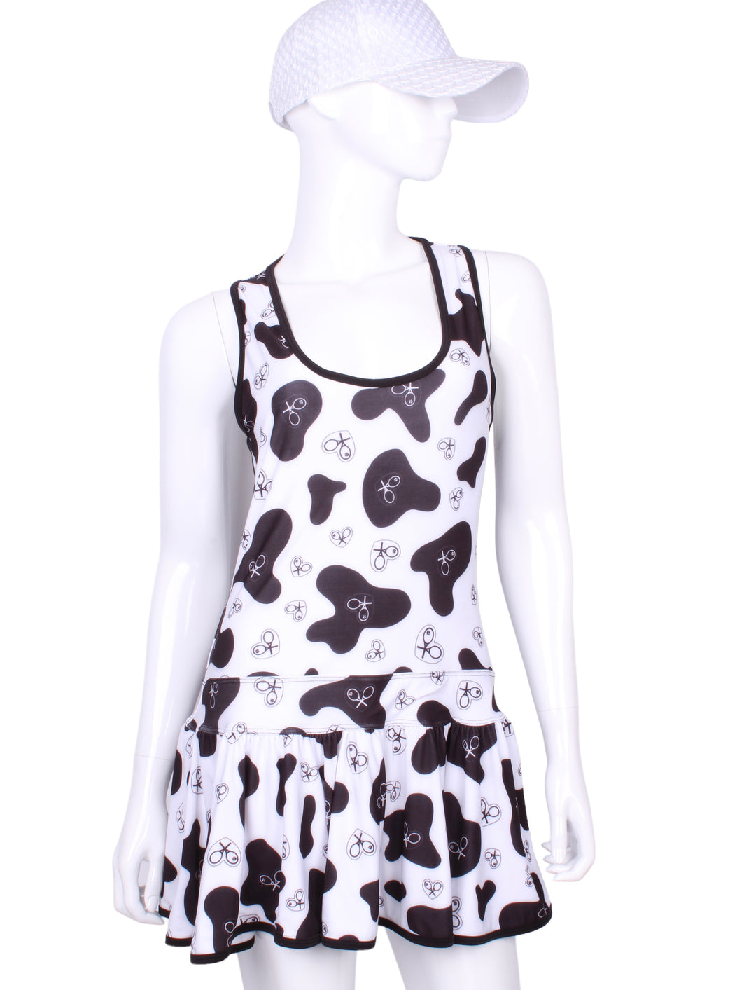 Tennis Dress Cow Print Black and White Court to Cocktails Tennis Dress Beverly Hills, CA 90210 Love Love Tennis Luxury Boutique and Pro Shop for Tennis Outfits for Women