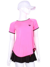 Load image into Gallery viewer, Tie Back Tee Short Sleeve Pink - I LOVE MY DOUBLES PARTNER!!!
