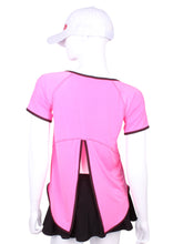 Load image into Gallery viewer, Tie Back Tee Short Sleeve Pink - I LOVE MY DOUBLES PARTNER!!!
