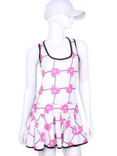 Load image into Gallery viewer, V1 Pink Hearts &amp; Net Sandra Dee Court To Cocktails Tennis Dress - I LOVE MY DOUBLES PARTNER!!!
