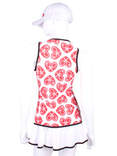 Load image into Gallery viewer, Vee Tank N/E/S/W Red Hearts Straight Back - I LOVE MY DOUBLES PARTNER!!!
