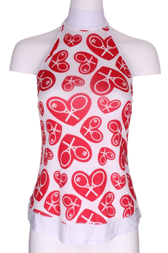 Random Heart on White Halter Top - I LOVE MY DOUBLES PARTNER!!!