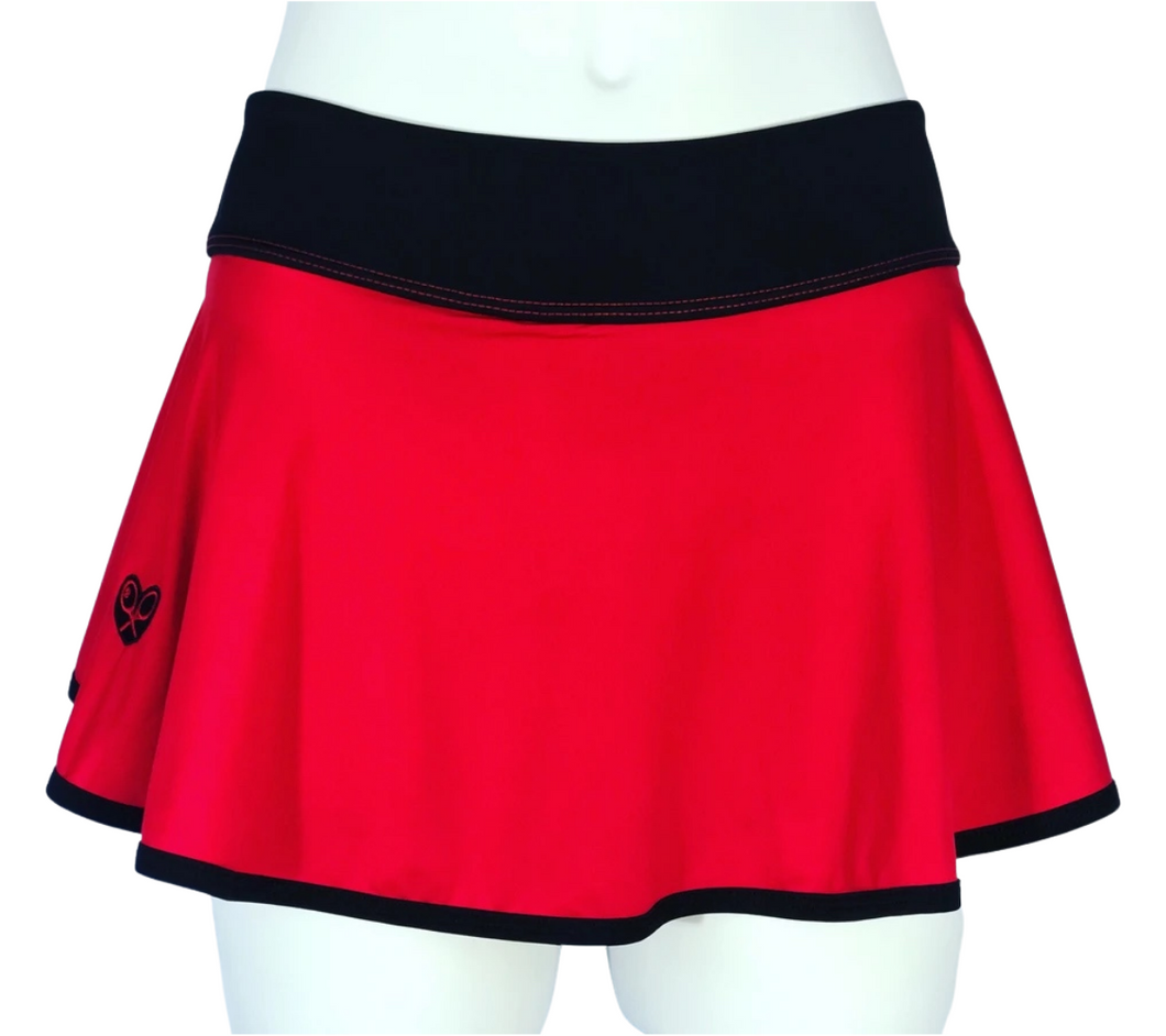 Bright Red + Black Limited LOVE “O” Skirt - I LOVE MY DOUBLES PARTNER!!!