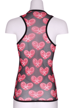 Load image into Gallery viewer, Red Vee Tank with Heart Mesh Back - I LOVE MY DOUBLES PARTNER!!!
