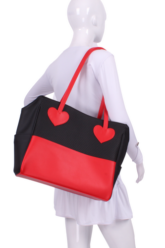 Black + Red Mini LOVE Tote Tennis Bag - I LOVE MY DOUBLES PARTNER!!!