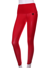 Load image into Gallery viewer, Red + Red Mesh Leg Lengthening Leggings - I LOVE MY DOUBLES PARTNER!!!
