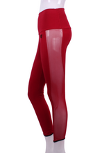 Load image into Gallery viewer, Red + Red Mesh Leg Lengthening Leggings - I LOVE MY DOUBLES PARTNER!!!
