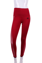Load image into Gallery viewer, Red + Red Mesh Leg Lengthening Leggings - I LOVE MY DOUBLES PARTNER!!!
