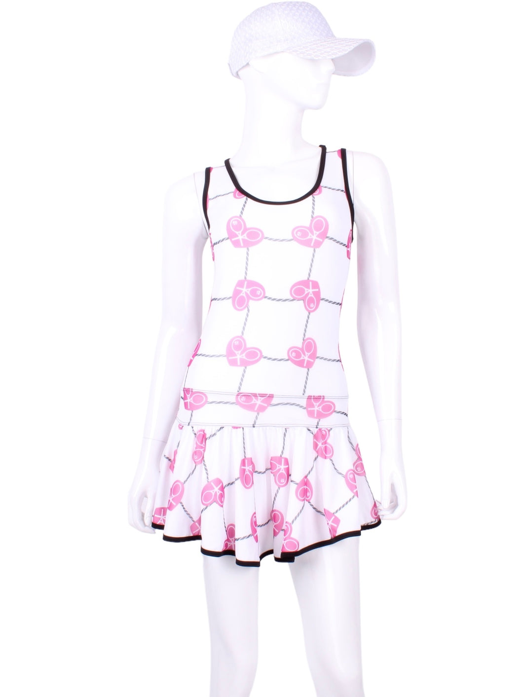 Limited Sandra Mee Court To Cocktails Tennis Dress Pink Hearts & Net