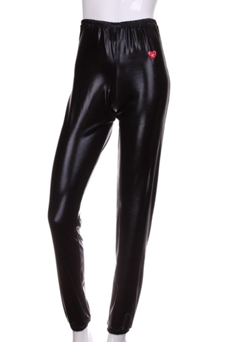 Shiny Black Baggy Warm Up Pants - I LOVE MY DOUBLES PARTNER!!!