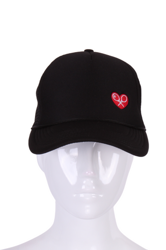 Soft Trucker Hat with Heart + Rackets - I LOVE MY DOUBLES PARTNER!!!