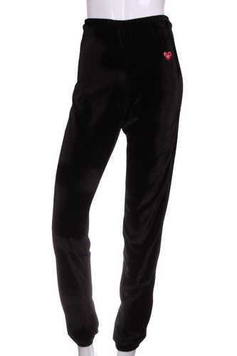 Solid Black Velvet Baggy Warm Up Pants - I LOVE MY DOUBLES PARTNER!!!