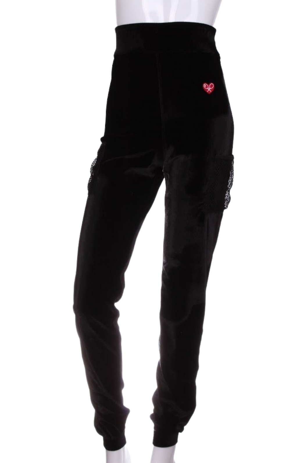 Solid Black Velvet High + Long Warm Up Pants - I LOVE MY DOUBLES PARTNER!!!