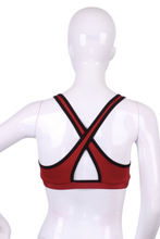 Load image into Gallery viewer, Solid Red Love V Bra - I LOVE MY DOUBLES PARTNER!!!

