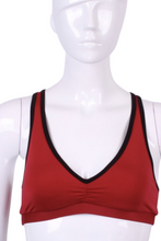 Load image into Gallery viewer, Solid Red Love V Bra - I LOVE MY DOUBLES PARTNER!!!
