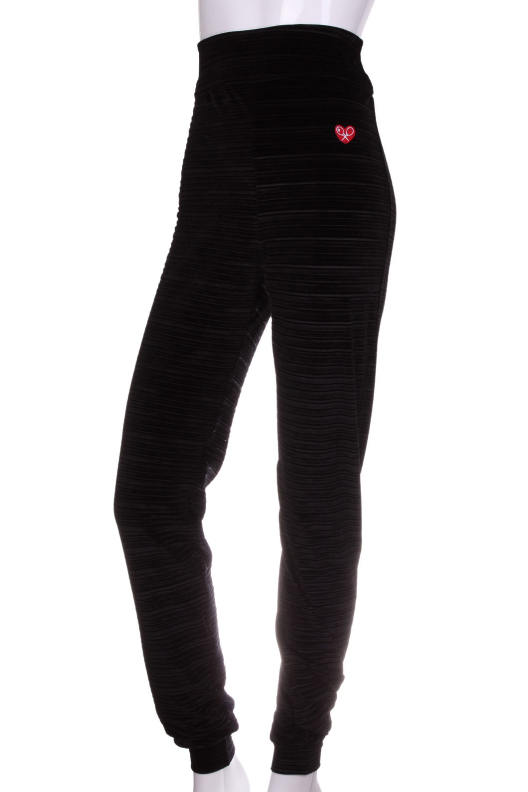 Striped Black Velvet High + Long Warm Up Pants - I LOVE MY DOUBLES PARTNER!!!