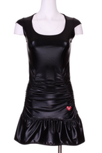 Load image into Gallery viewer, Black Pleather Monroe Tennis Dress - I LOVE MY DOUBLES PARTNER!!!
