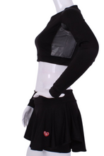 Load image into Gallery viewer, Soft Black + Black Mesh Crop Top - I LOVE MY DOUBLES PARTNER!!!
