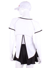 Load image into Gallery viewer, Tie Back Tee Short Sleeve White. This is our limited edition Tie Back Short Sleeve Top in gorgeous White Color.  This piece has a silky and soft fabric.   We make these in very small quantities - by design.  Unique.  Luxurious.  Comfortable.  Cool.  Fun.
