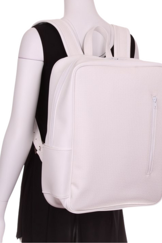 Pure White Silver Buckle LOVE Tennis Backpack - I LOVE MY DOUBLES PARTNER!!!