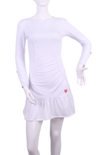 Load image into Gallery viewer, This Special Edition Monroe Dress is Adeline&#39;s first (and most popular) designs! Named after the icon star - the &quot;Monroe&quot; promotes an hourglass looking figure!  This dress offers a little more coverage around the chest and the arms, but delicately shows your feminine curves. Our dress is fitted, and flares out at the skirt. It is perfect for tennis, running and golf, and of course, a trip to your after-court party with your friends. It was designed for confident women like you!
