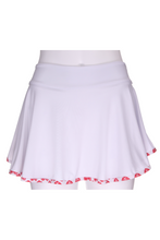 Load image into Gallery viewer, White Love &quot;O&quot; Skirt with White + Red Trim - I LOVE MY DOUBLES PARTNER!!!
