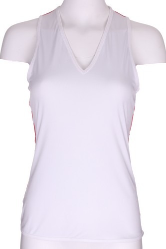 White Vee Tank with Huge Hearts on Back - I LOVE MY DOUBLES PARTNER!!!