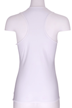 Load image into Gallery viewer, White Vee Tank with Red Heart Trim - I LOVE MY DOUBLES PARTNER!!!
